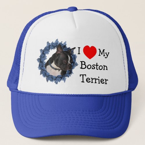 I Love Heart My Boston Terrier Dog Hat