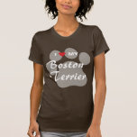 I Love (Heart) My Boston Terrier Pawprint T-Shirt