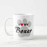 I Love (Heart) My Boxer Pawprint Coffee Mug