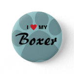 I Love (Heart) My Boxer Pawprint Pinback Button