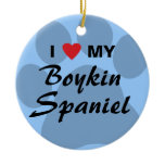 I Love (Heart) My Boykin Spaniel Ceramic Ornament