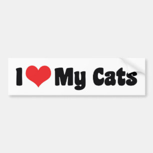 I Love Heart My Cats - Cat Lover Bumper Sticker