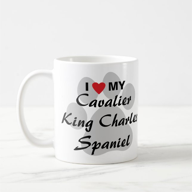 I Love (Heart) My Cavalier King Charles Spaniel Coffee Mug (Left)