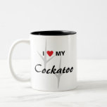 I Love (Heart) My Cockatoo Bird Tracks Design Two-Tone Coffee Mug