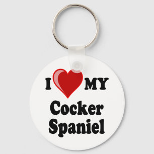I Love (Heart) My Cocker Spaniel Dog Keychain