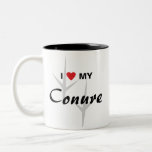 I Love (Heart) My Conure Bird Tracks Design Two-Tone Coffee Mug