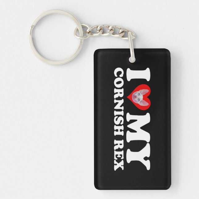I Love (Heart) My Cornish Rex Keychain (Front)