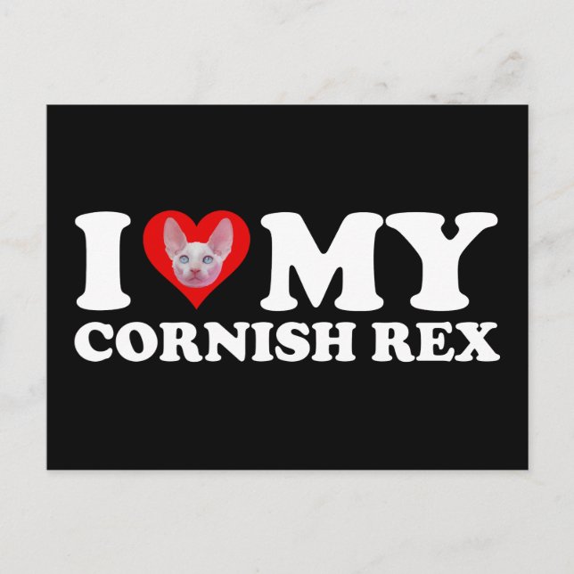 I Love (Heart) My Cornish Rex Postcard (Front)