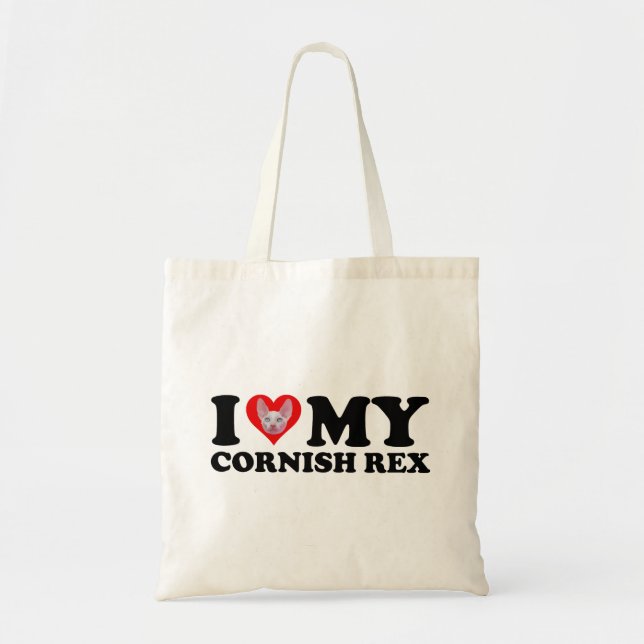 I Love (Heart) My Cornish Rex Tote Bag (Front)