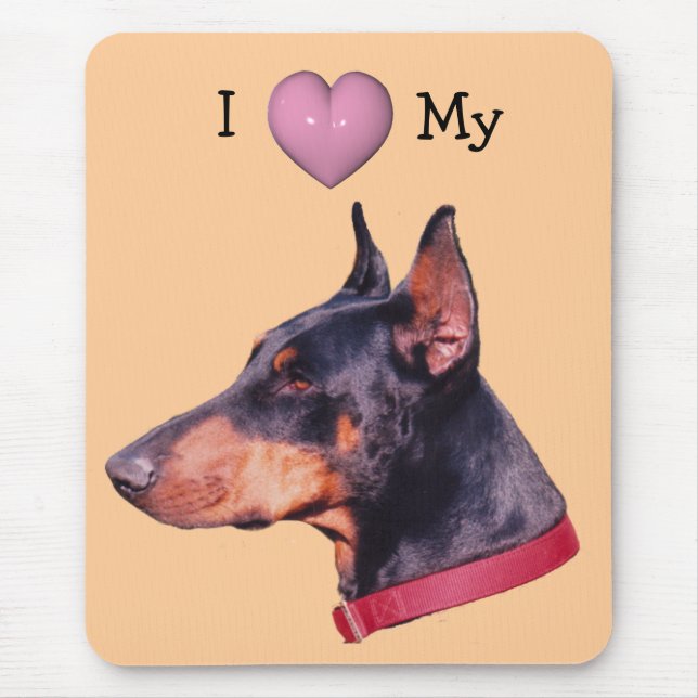 I Love Heart My Doberman Cute Mousepad (Front)