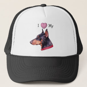 I Love Heart My Doberman Pinscher Trucker Hat