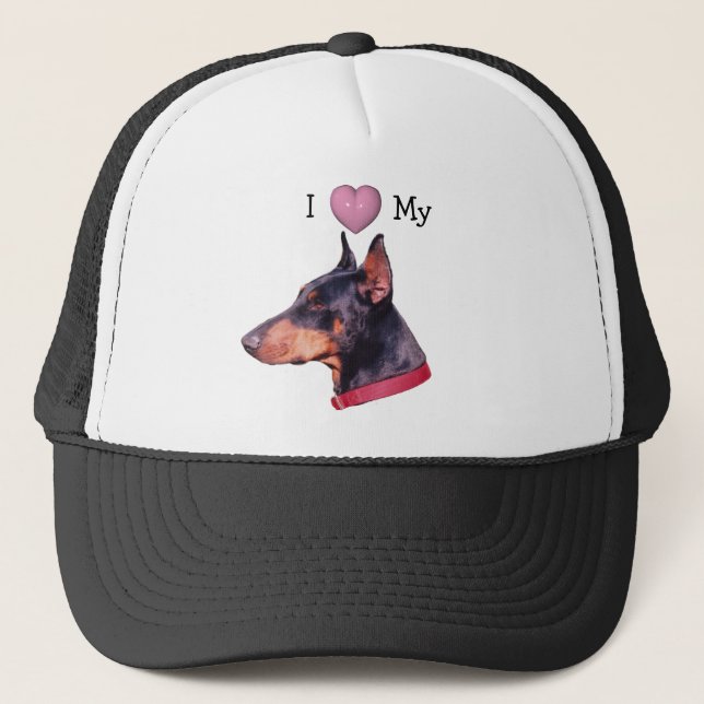 I Love Heart My Doberman Pinscher Trucker Hat (Front)