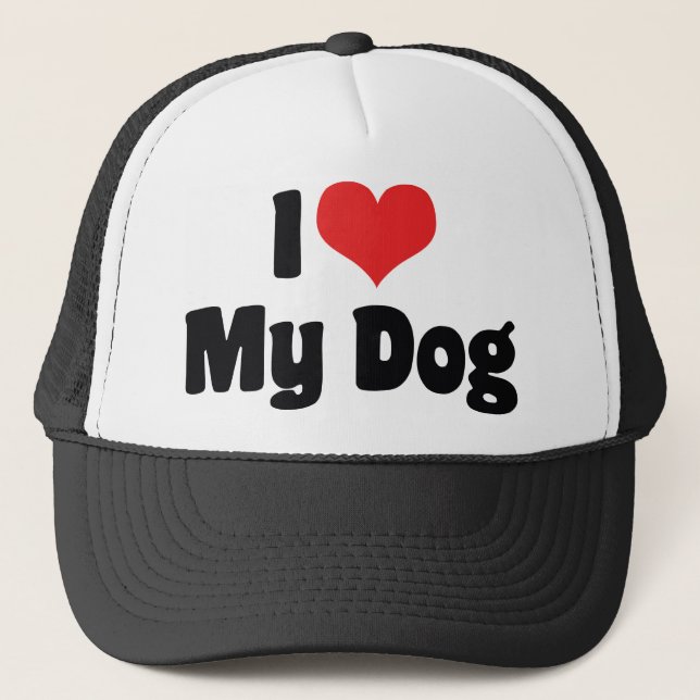 I Love Heart My Dog - Dog Lover Trucker Hat (Front)