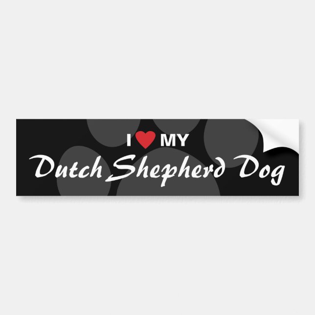 I Love (Heart) My Dutch Shepherd Dog Bumper Sticker (Front)