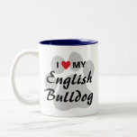 I Love (Heart) My English Bulldog Pawprint Two-Tone Coffee Mug