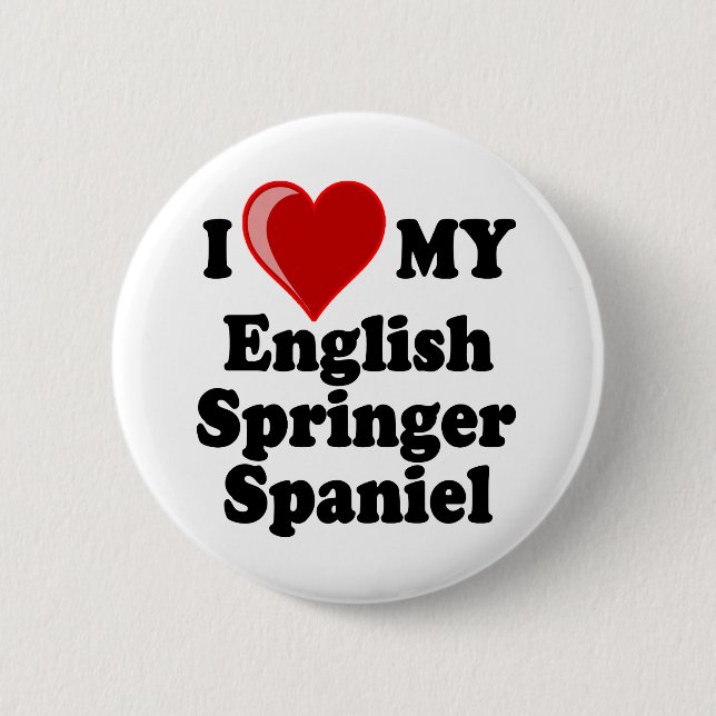 I Love (Heart) My English Springer Spaniel Dog Button (Front)