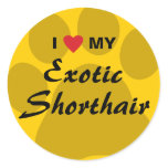 I Love (Heart) My Exotic Shorthair Pawprint Design Classic Round Sticker