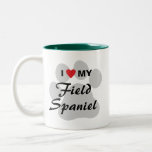 I Love (Heart) My Field Spaniel Two-Tone Coffee Mug