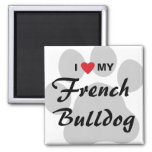 I Love (Heart) My French Bulldog Pawprint Magnet