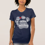 I Love (Heart) My French Bulldog Pawprint T-Shirt