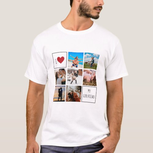 I love heart my girlfriend photo collage couples  T_Shirt