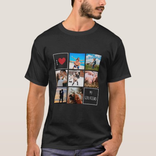 I love heart my girlfriend photo collage couples  T_Shirt