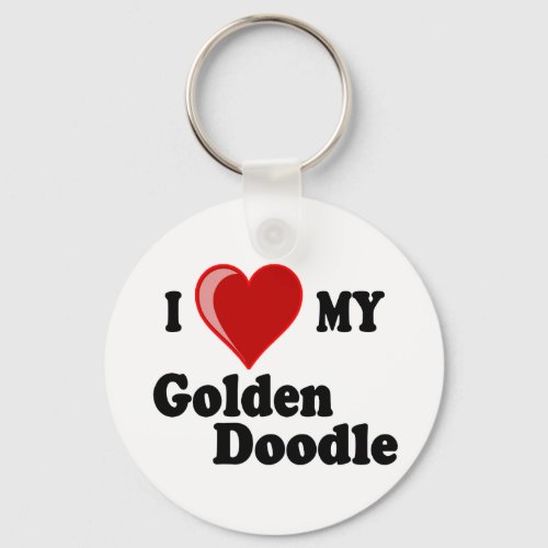 I Love Heart My Golden Doodle Dog Keychain
