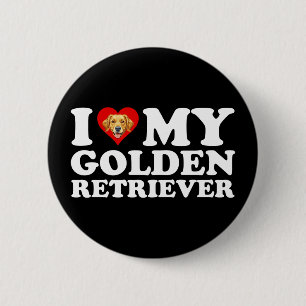 I Love (Heart) My Golden Retriever Button