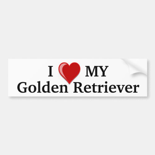 I Love Heart My Golden Retriever Dog Bumper Sticker