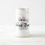 I Love (Heart) My Great Dane Pawprint Beer Stein