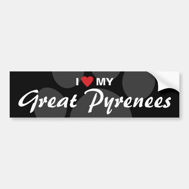 I Love (Heart) My Great Pyrenees Breed Bumper Sticker (Front)