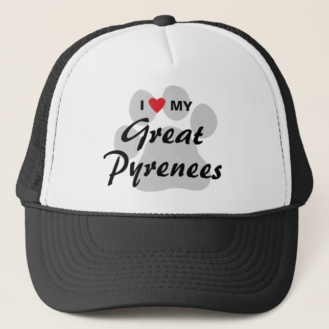 I Love (Heart) My Great Pyrenees Trucker Hat (Front)