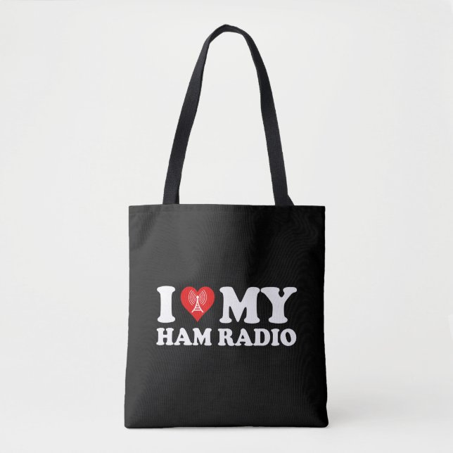 I Love (Heart) My Ham Radio Tote Bag (Front)