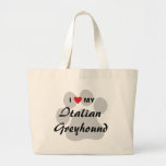 I Love (Heart) My Italian Greyhound Large Tote Bag