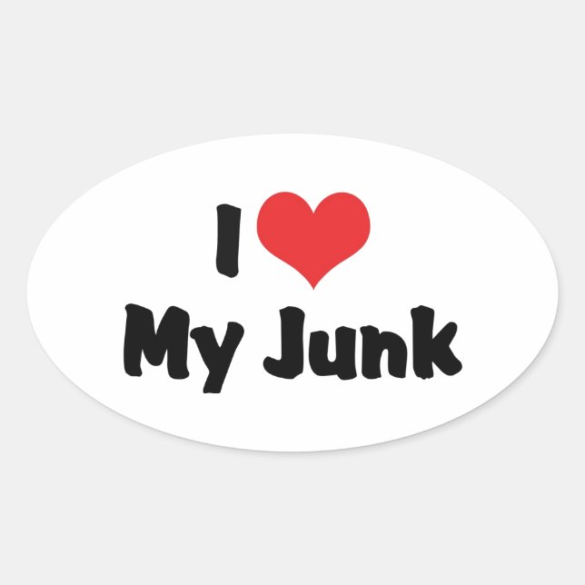 I Love Heart My Junk - Antique Picker Collector Oval Sticker (Front)