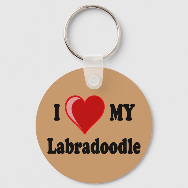 I Love (Heart) My Labradoodle Dog Keychain (Front)