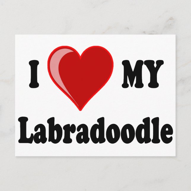 I Love (Heart) My Labradoodle Dog Postcard (Front)