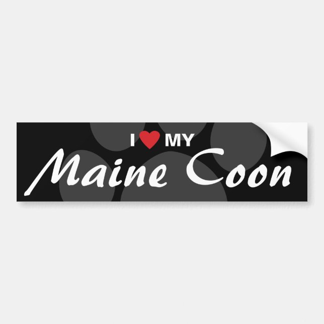 I Love (Heart) My Maine Coon Bumper Sticker (Front)