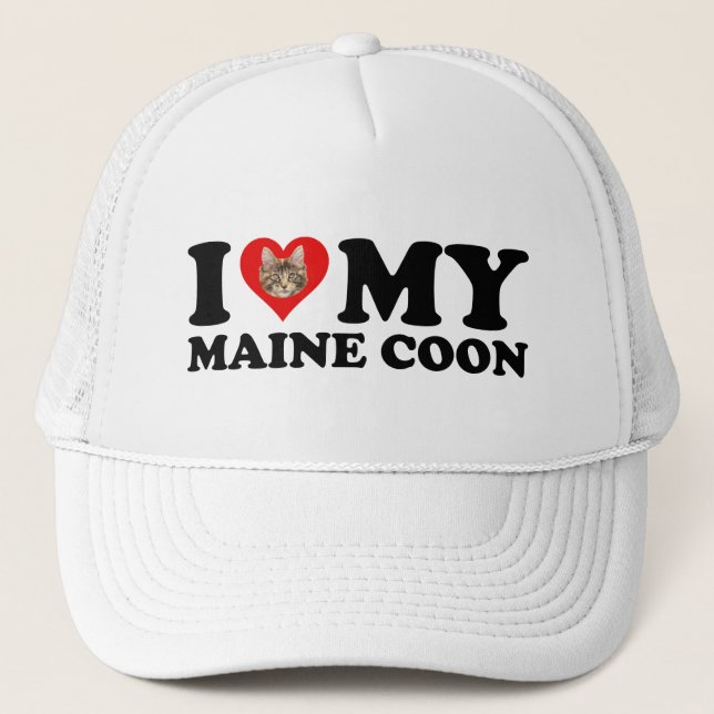 I Love (Heart) My Maine Coon Trucker Hat (Front)