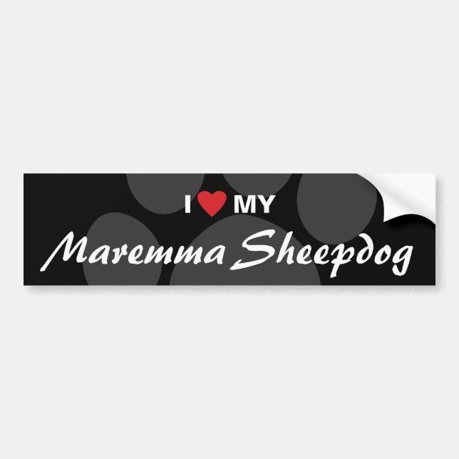 I Love (Heart) My Maremma Sheepdog Bumper Sticker (Front)