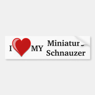I Love (Heart) My Miniature Schnauzer Dog Bumper Sticker