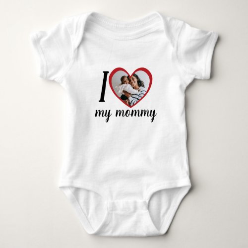 I love heart my mommy custom photo white baby bodysuit