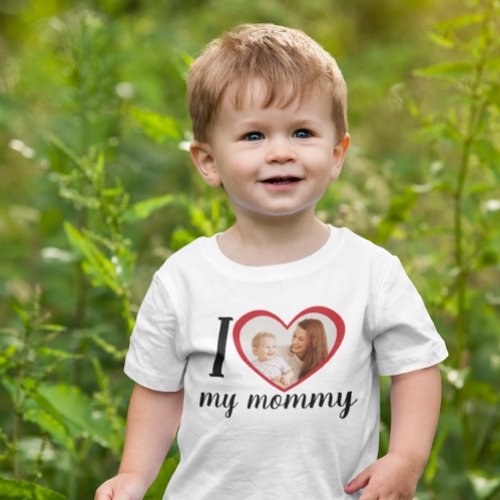 I love heart my mommy custom photo white baby T_Shirt