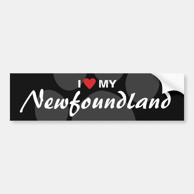 I Love (Heart) My Newfoundland Bumper Sticker (Front)