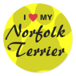 I Love (Heart) My Norfolk Terrier Classic Round Sticker