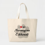 I Love (Heart) My Norwegian Elkhound Large Tote Bag