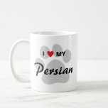 I Love (Heart) My Persian Cat Pawprint Design Coffee Mug