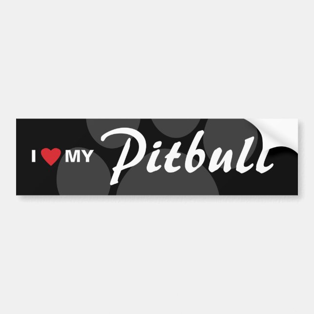 I Love (Heart) My Pitbull Breed Bumper Sticker (Front)