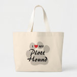 I Love (Heart) My Plott Hound Large Tote Bag