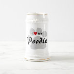 I Love (Heart) My Poodle Pawprint Beer Stein